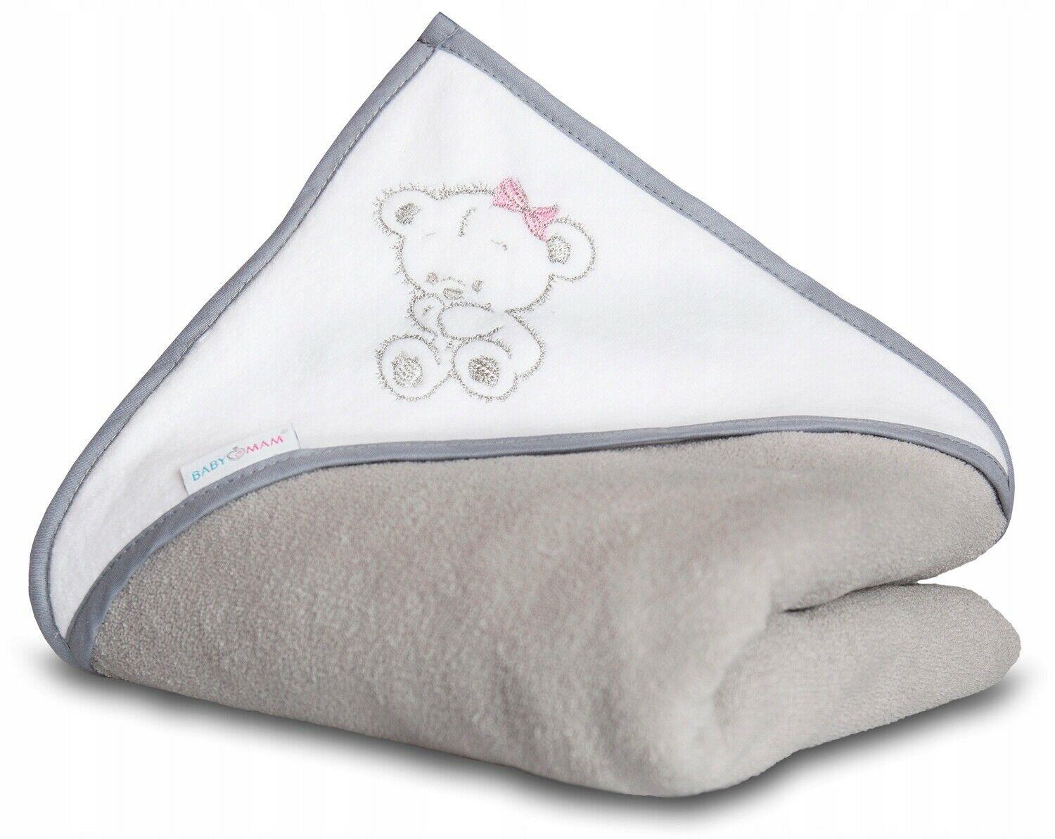 Baby Bath Hooded Towel Kids Toddler Nursery 100x100cm soft Girl Grey