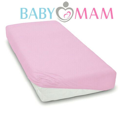 Super Soft Fitted Sheet Jersey Stretchy Cotton Fit Cot 120/60cm Pink