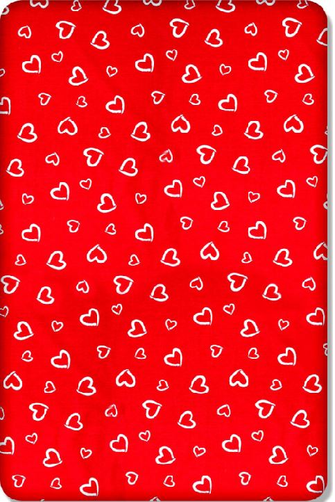 100% cotton fitted sheet printed design for baby crib 90x40cm White hearts on red - MyHappy Baby