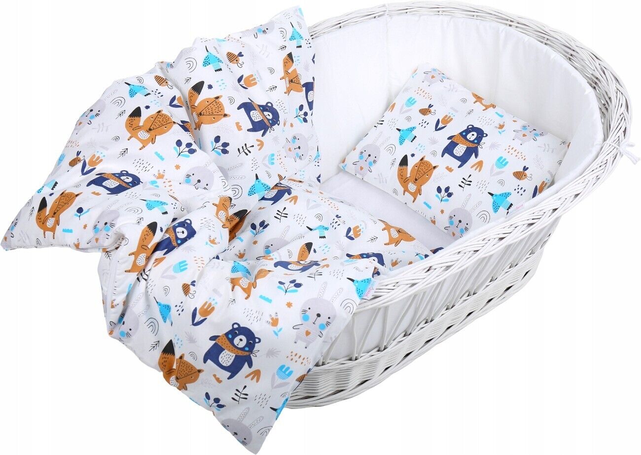 Baby Bedding Set 3pc fit Crib 70x80cm Bumper 260cm Cotton Animals Navy - MyHappy Baby