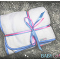 Baby blanket Super soft plush infant nursery cosy baby gift 75x100cm - White/Blue
