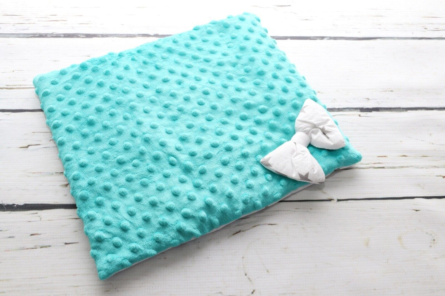 Baby Blanket Dimple Quilt Pillow Set 100x75 Turquoise/Small white stars