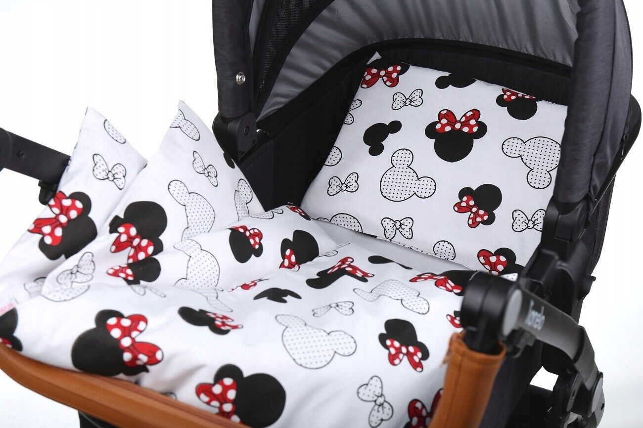 Baby Bedding Set 2pc fit Cradle/Moses basket/Pushchair 70x80 Bow Ears