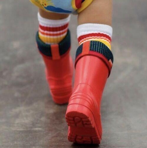 Wellies Kids Rain Snow Boots Removable Inner Lining Socks Wellington Demar Red