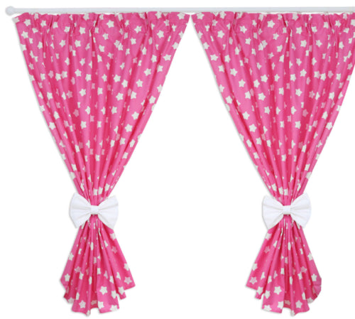 Nursery Curtains for Babies & Toddler's Bedroom Big white stars on pink