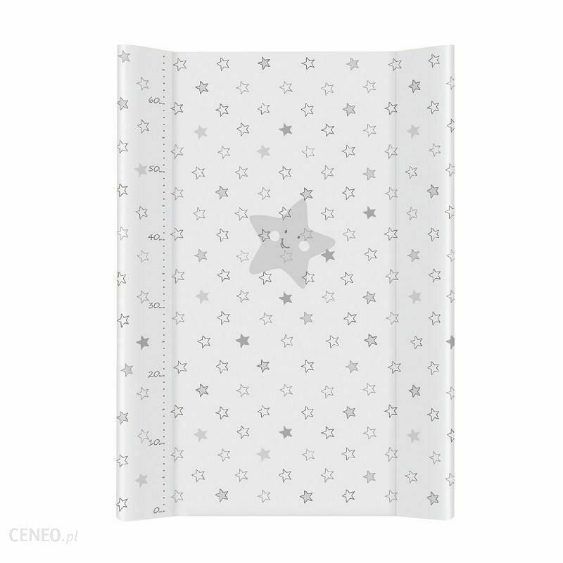 Baby changing mat padded hard base 70x50cm fit to Cot 120x60cm Stars Light Grey