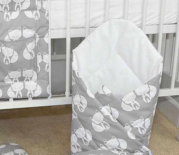 Baby Swaddle Wrap Newborn Bedding Blanket 100% Cotton Sleeping Bag Fox Grey - MyHappy Baby