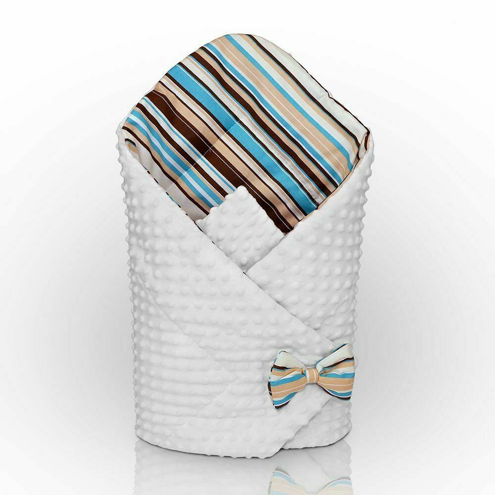 Baby Swaddle Wrap Newborn Dimple Cotton Infant Bedding White/Brown Stripes
