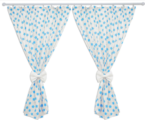 Nursery Curtains for Babies & Toddler's Bedroom Big turquoise stars on white