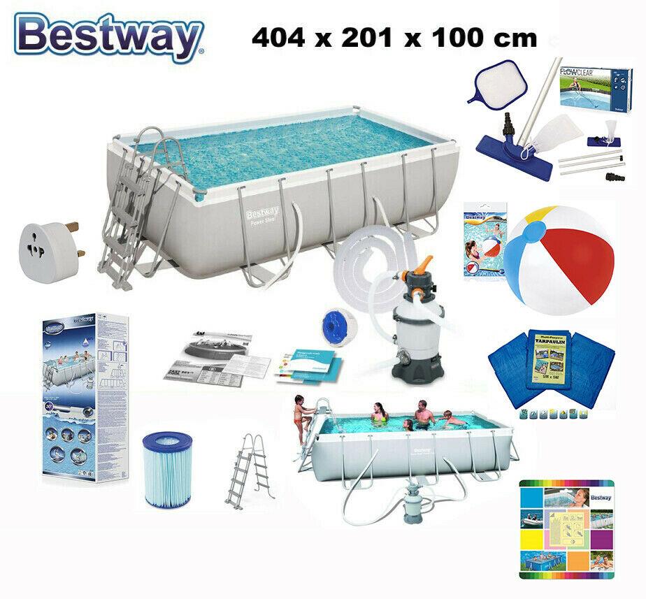 Bestway Swimmimg Pool Rectangular 404X201X100cm Sand Filter Pump + Accessories!!