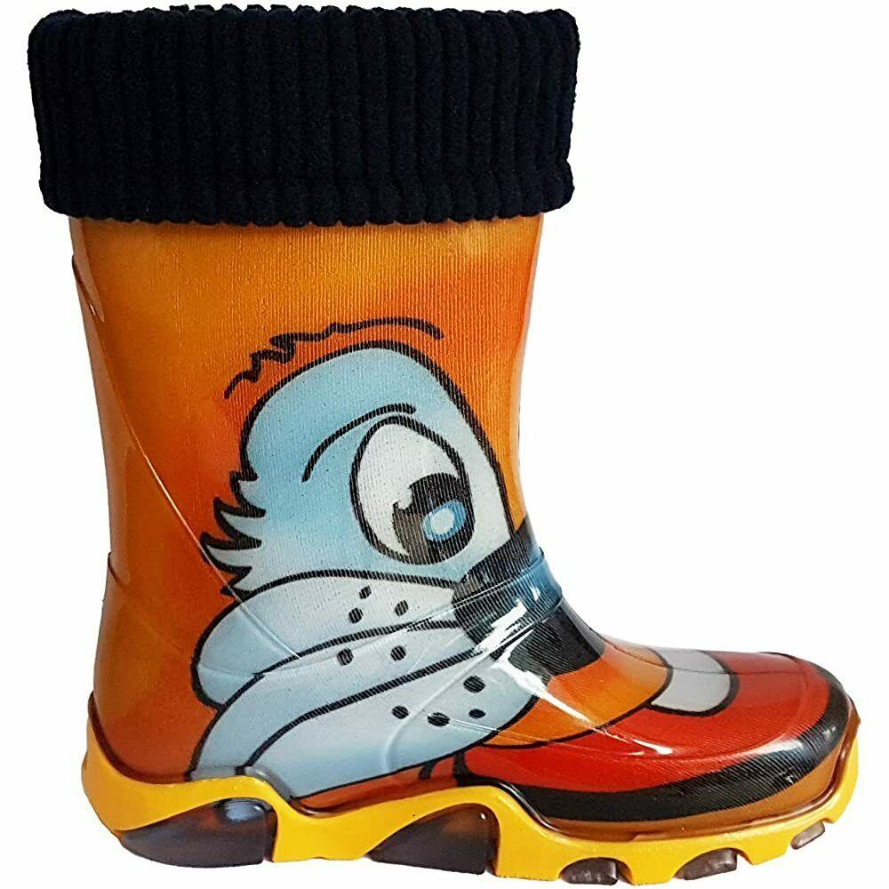 Wellies Kids Rain Snow Boots Removable Inner Lining Socks Wellington Tiger