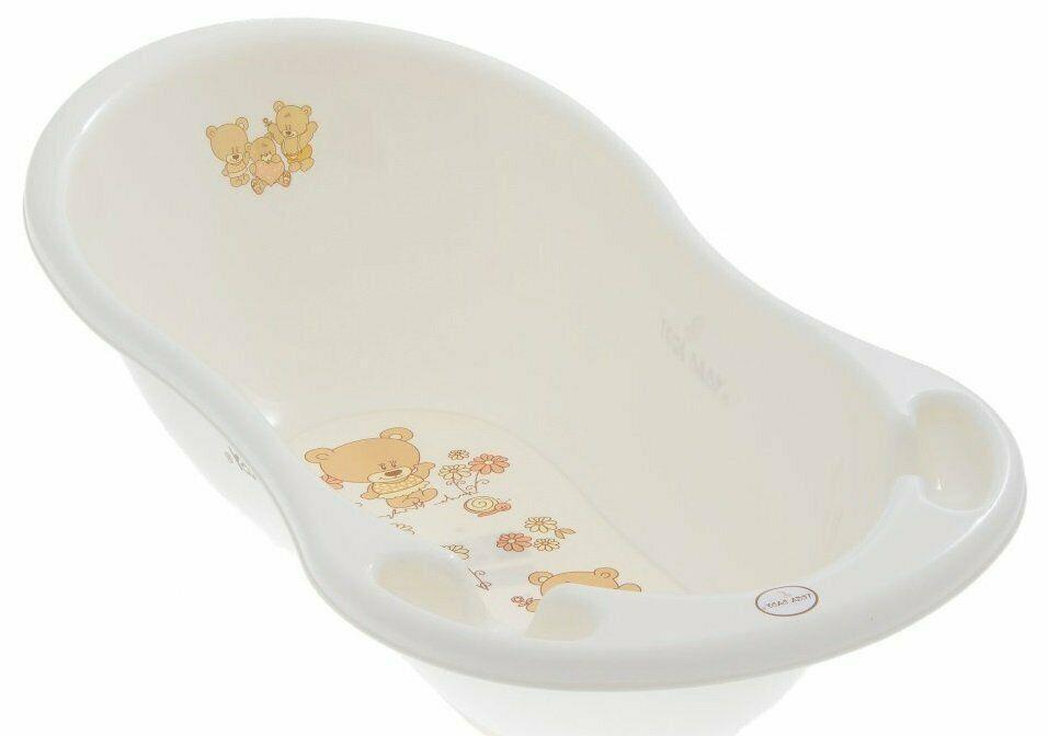 Baby bathtub with drainage hole and plug for bathing TEGA BABY - Teddy white