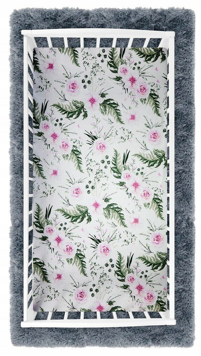 Baby Fitted Junior Bed Sheet Printed 100% Cotton Mattress 160X70cm Garden Flowers