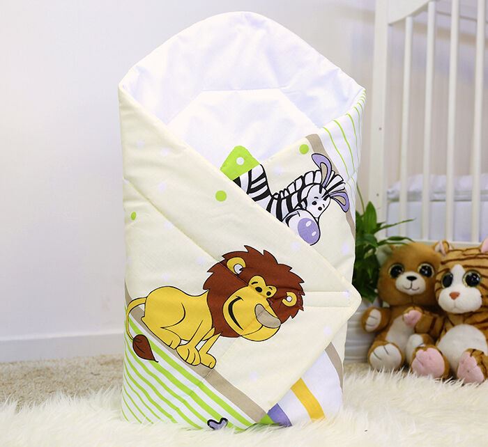 Baby Swaddle Wrap Newborn Bedding Blanket 100% Cotton Sleeping Bag Safari Green