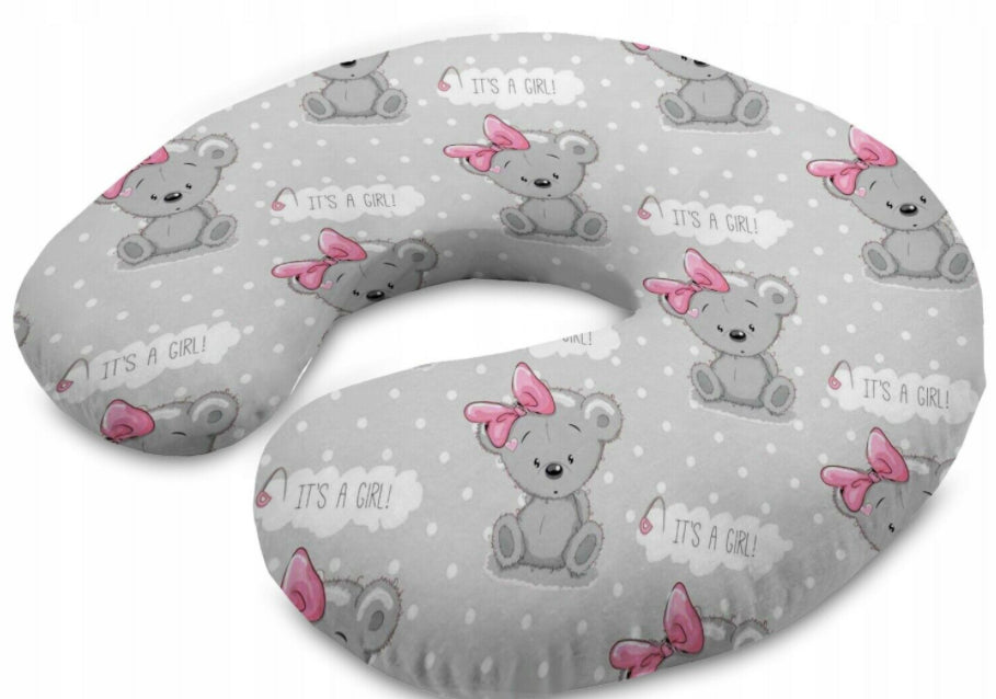 Cover For Feeding Pillow Baby Nursing Breastfeeding Teddy Girl Bear Grey