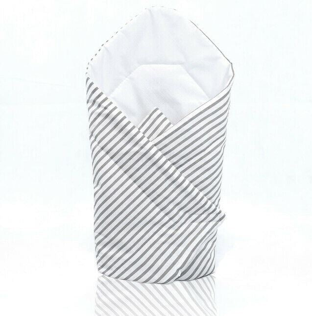 Baby Swaddle Wrap Newborn Bedding Blanket 100% Cotton Sleeping Bag Stripes Grey