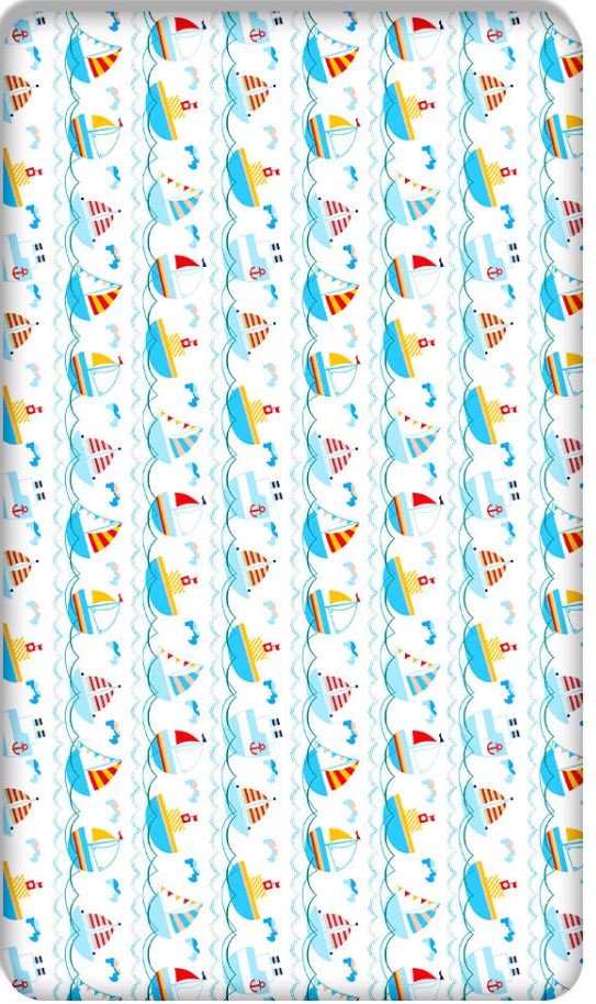 100% cotton fitted sheet printed design for baby crib 90x40cm Boats