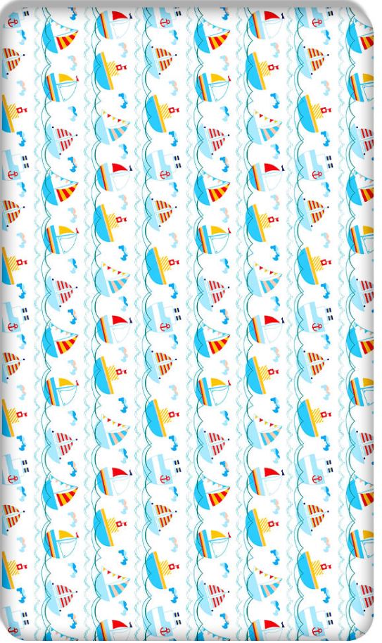 100% cotton fitted sheet printed design for baby crib 90x40cm Boats