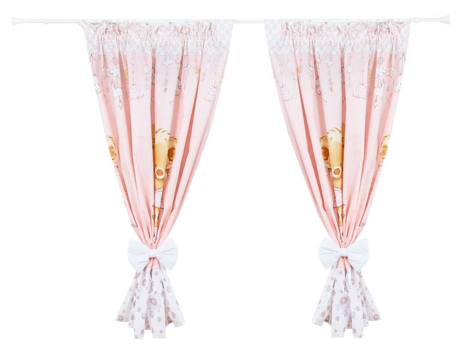 Nursery Curtains for Babies & Toddler's Bedroom Big teddy pink