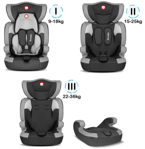 Lionelo Baby Child Toddler Car Seat Levi One Grey 9-36 Kg