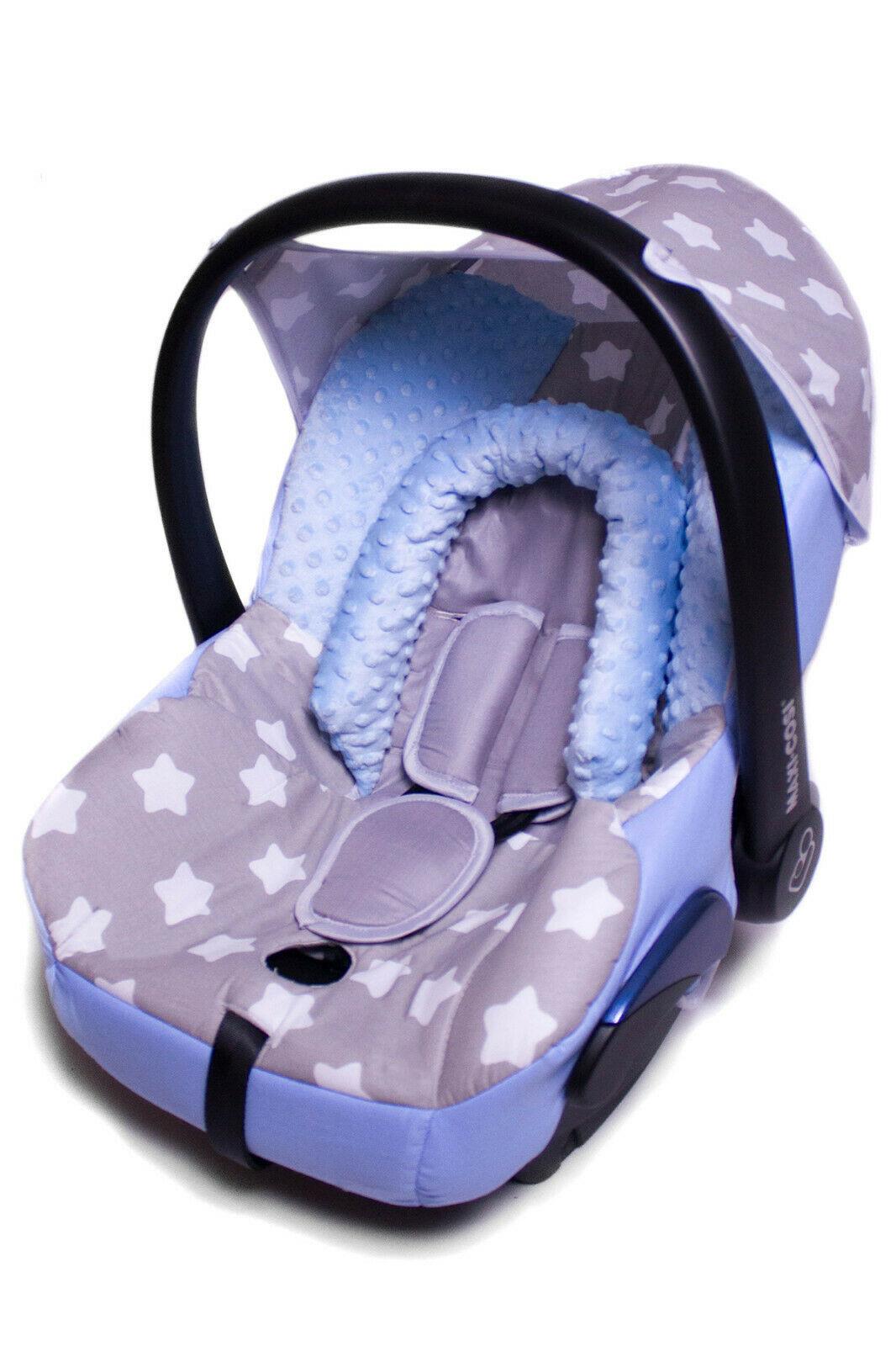 Full Cover Set Fitting Maxi Cosi Cabriofix Baby Car Seat - Big Stars With Grey / Blue