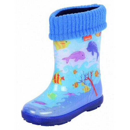 Wellies Kids Rain Snow Boots Removable Inner Lining Socks Wellington Sealife