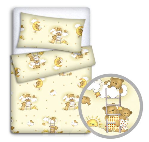 Baby 4Pc Bedding Set Pillow Duvet Quilt Fit Cotbed 140X70cm Ladder Cream