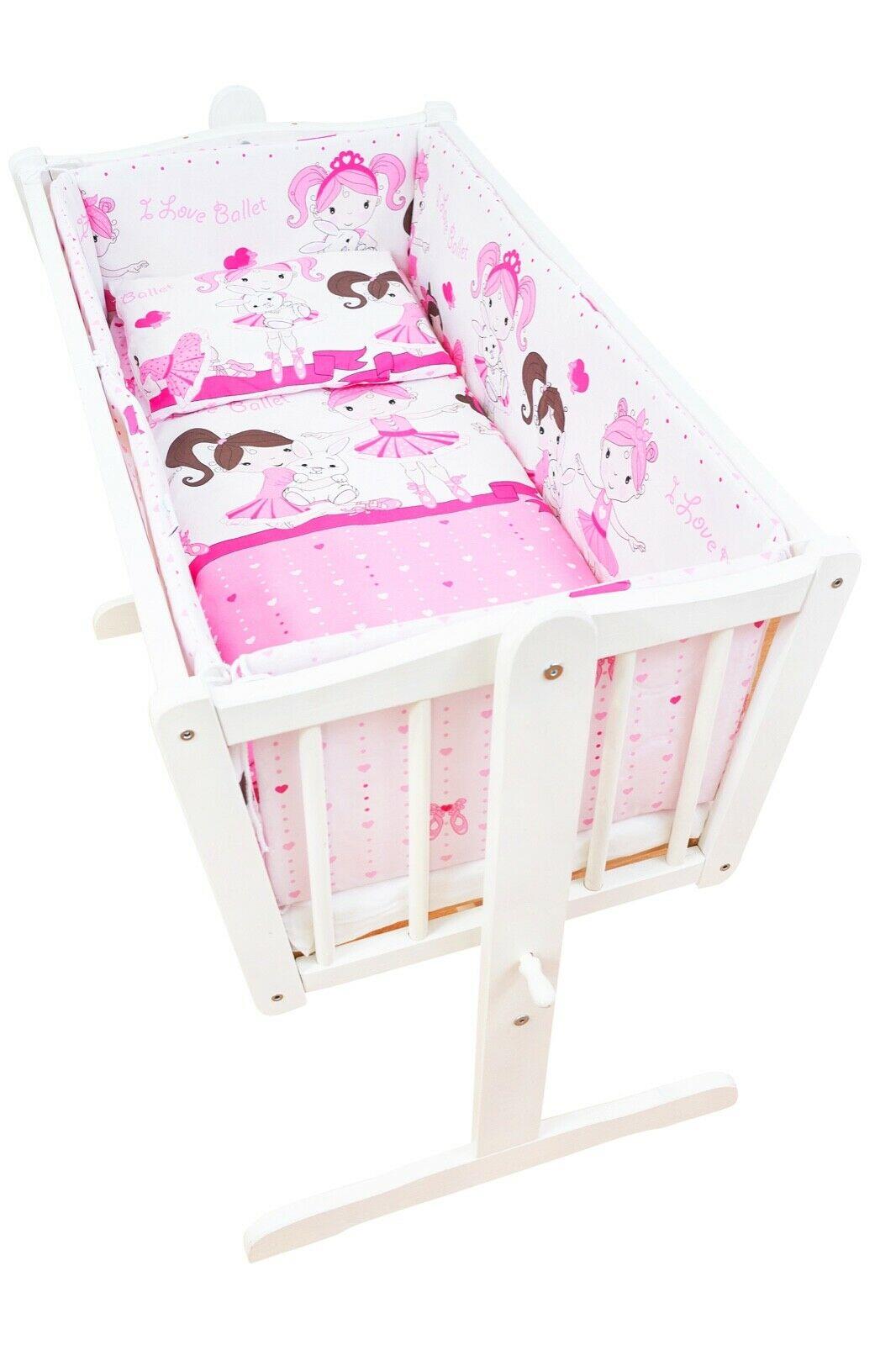 Baby Padded Bumper 100% Cotton To Fit Crib All Round 260cm Ballerina Pink