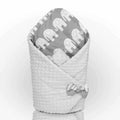 Baby Swaddle Wrap Newborn Dimple Cotton Infant Bedding White/ Elephants Grey