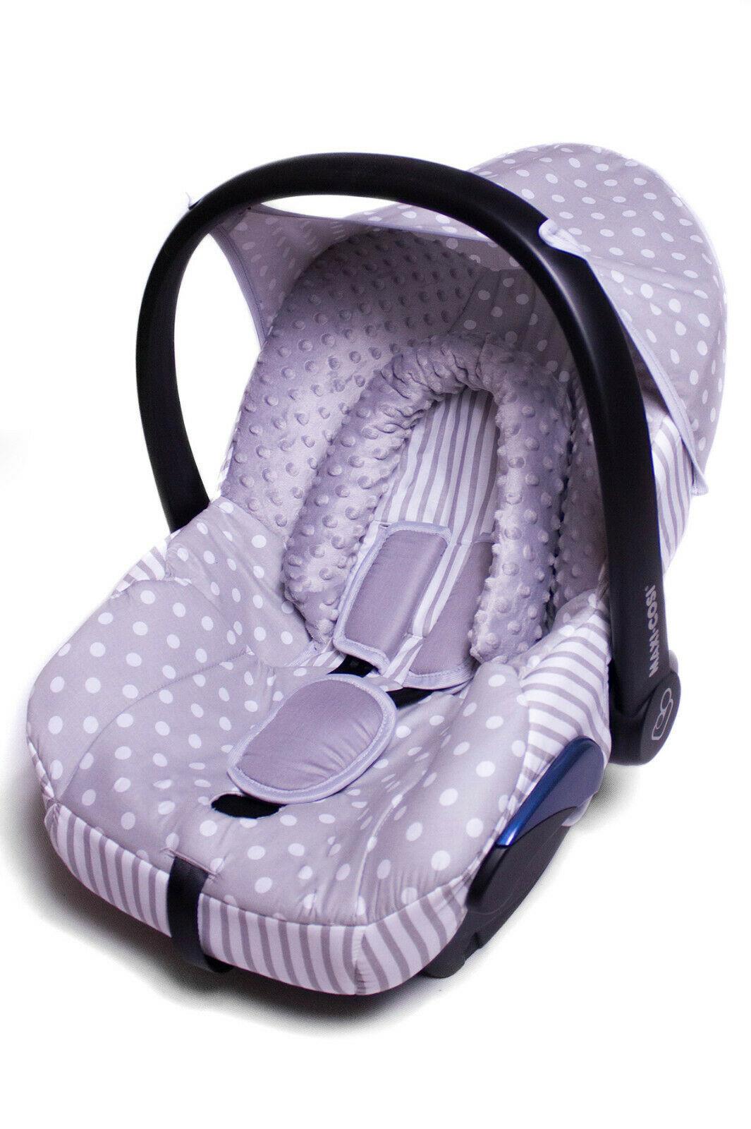 Full Cover Set Fitting Maxi Cosi Cabriofix Baby Car Seat - Dots Grey / Grey Stripes