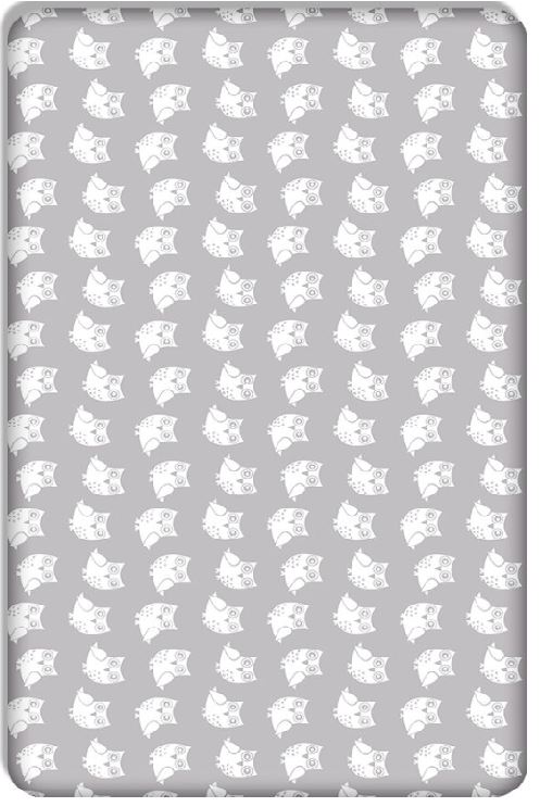 Baby Fitted Cot Bed Sheet Printed 100% Cotton Mattress 140X70cm Owls Grey