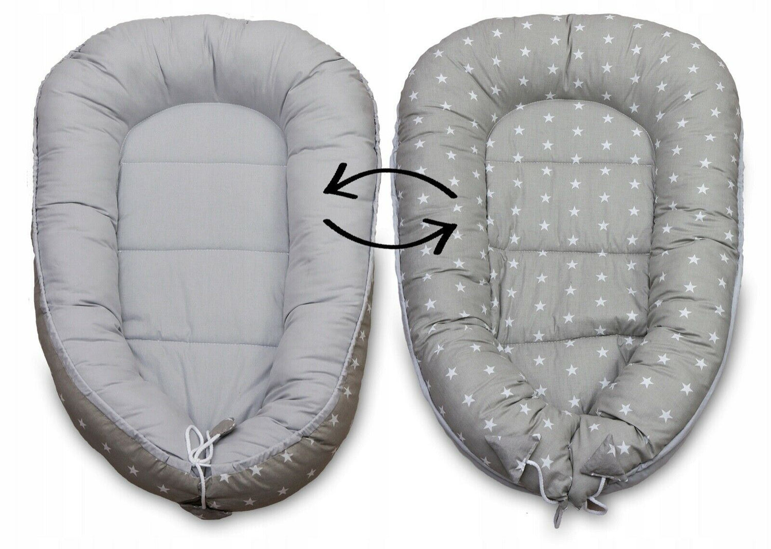 Baby 6pc Double-sided soft infant Cocoon Small stars with grey/ Grey