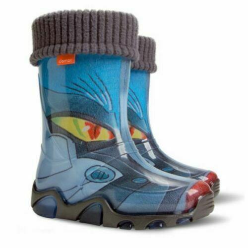 Wellies Kids Rain Snow Boots Removable Inner Lining Socks Wellington Dragon