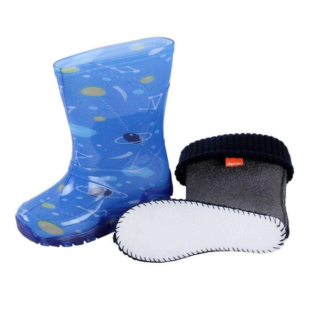 Wellies Kids Rain Snow Boots Removable Inner Lining Socks Wellington Space