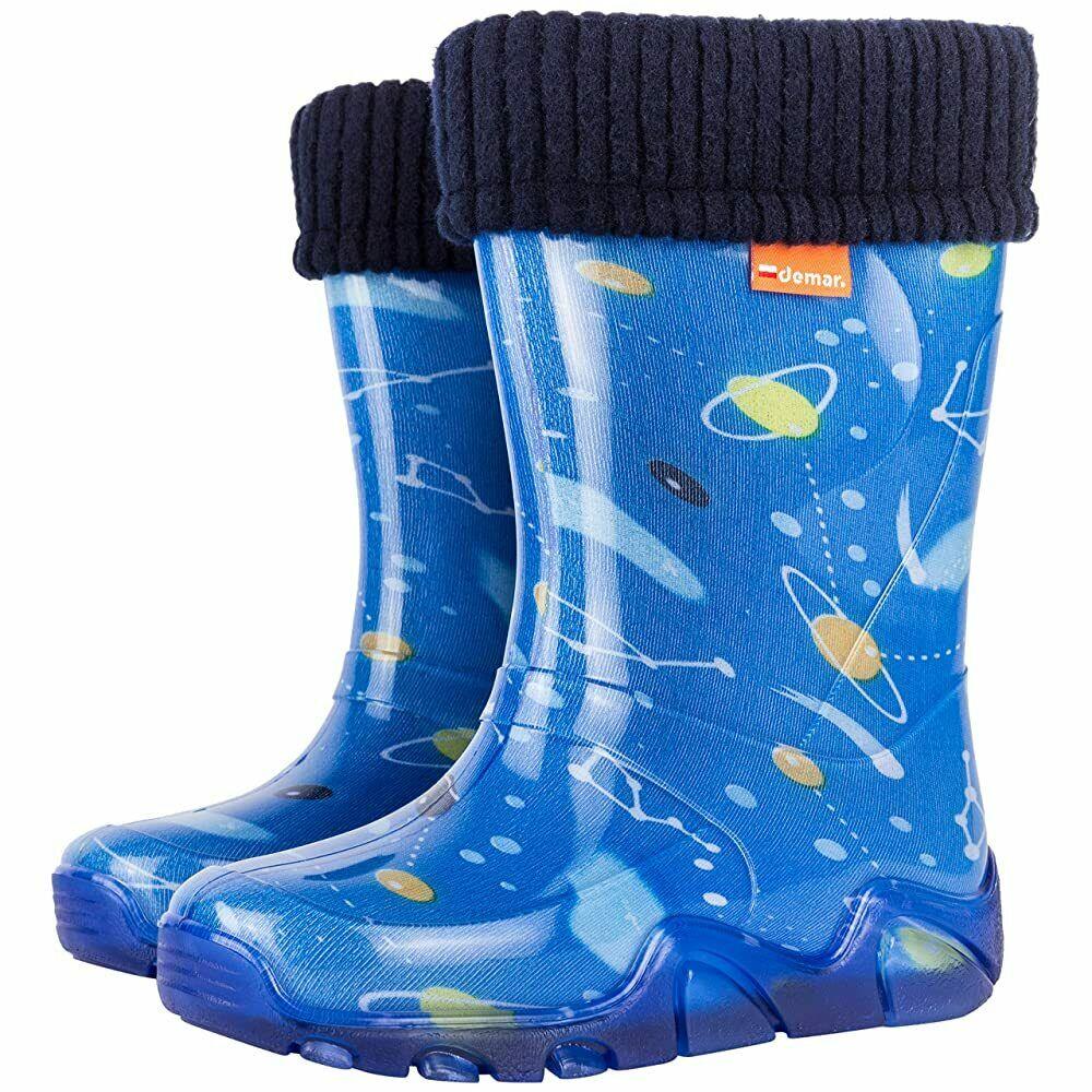 Wellies Kids Rain Snow Boots Removable Inner Lining Socks Wellington Space