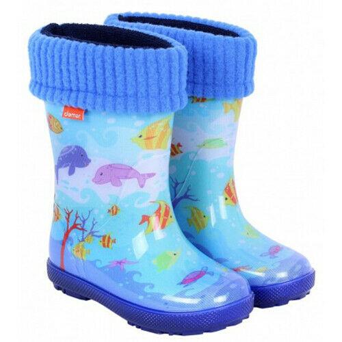 Wellies Kids Rain Snow Boots Removable Inner Lining Socks Wellington Sealife