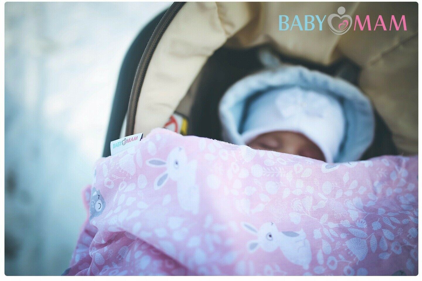 Car Seat Kids Baby Swaddle Travel Cotton Blanket 75X50cm Soft Wrap Double Sided Pink-Pink Bunnies