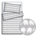 Baby Bedding Set 120x90cm Pillowcase Duvet Cover 2Pc Fit Cot 120x60cm Elephants Grey