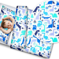 Baby bedding set 2pc 100% cotton pillowcase duvet cover 70x80cm fit crib - Dino Blue