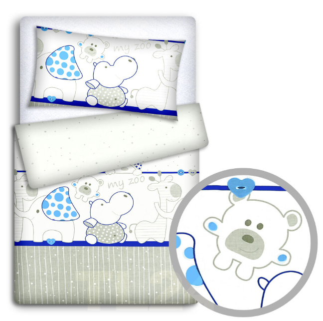Baby Bedding Fit Crib Set 70X80cm Pillowcase Duvet Cover 2Pc Zoo Blue