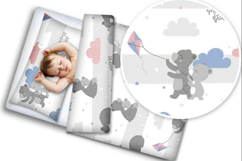 Baby Mama Bear 4Pc Bedding Set + Pillow & Duvet 70X80cm To Fit Crib
