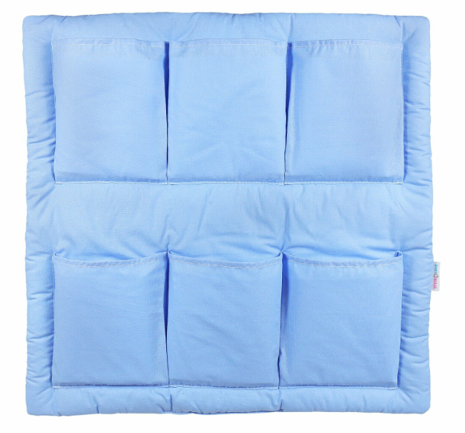 Cot Tidy Organiser Bed Nursery Hanging Storage 6 Pockets Blue