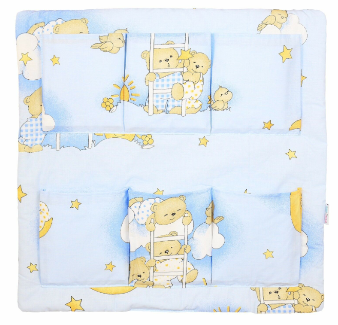 Cot Tidy Organiser Bed Nursery Hanging Storage 6 Pockets Ladder Blue