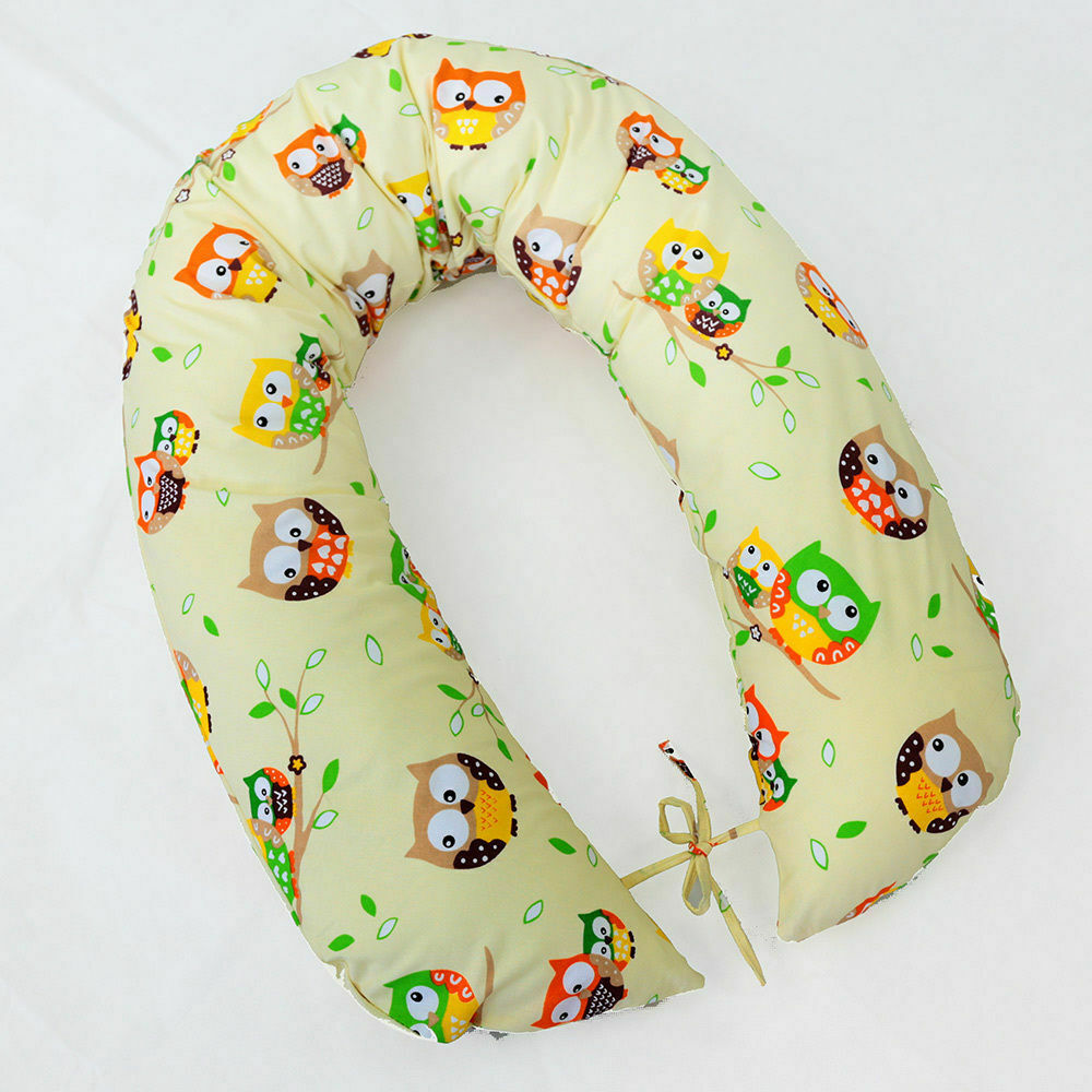 Large Breast Feeding Pillow Cotton Baby Nursing Maternity Pregnancy Owls Yellow - MyHappy Baby