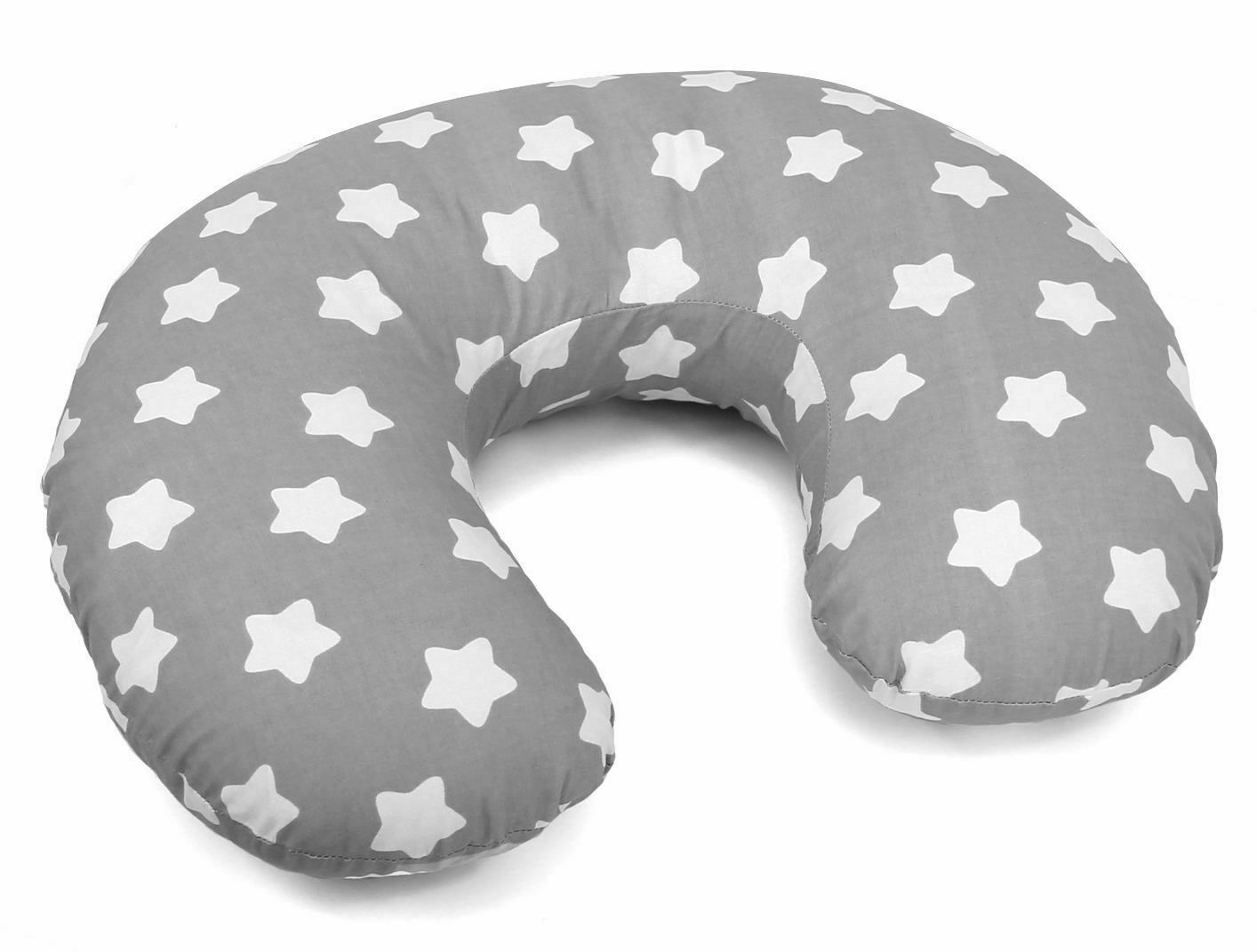Cover Feeding Pillow Cotton Baby Nursing Maternity Big White Stars On Grey - MyHappy Baby