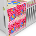 Cot Tidy Organiser Bed Nursery Hanging Storage 6 Pockets Monkey Pink