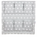 Cot Tidy Organiser Bed Nursery Hanging Storage 6 Pockets Dots Grey