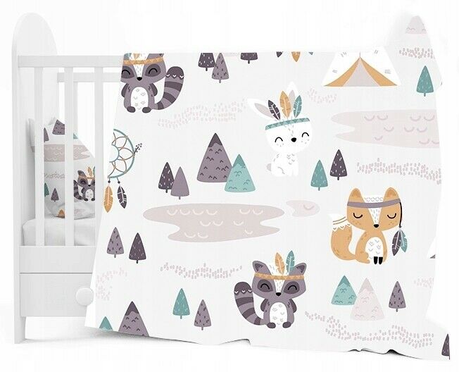 Baby Bedding Set 120X90 Pillowcase Duvet Cover 2Pc Fit Cot Cotton Little Indians - MyHappy Baby
