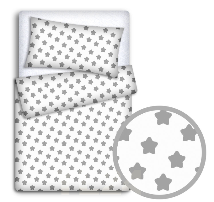 Baby Bedding Set 120X90 Pillowcase Duvet Cover 2Pc Fit Cot Big Grey On White - MyHappy Baby