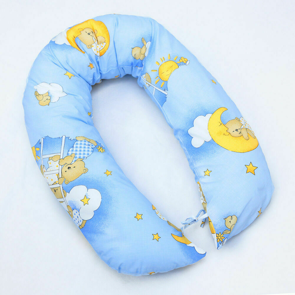 Large Breast Feeding Pillow Cotton Baby Nursing Maternity Pregnancy Ladder Blue - MyHappy Baby